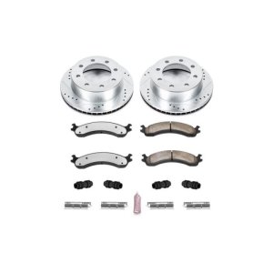 Dodge Ram 2500 Brake Kit - Front - PowerStop - Drilled & Slotted Rotors + Carbon-Fiber Ceramic Pads - `00-`02
