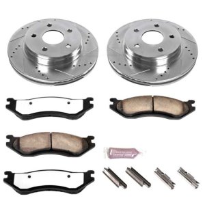Dodge Ram 1500 Brake Kit - Front - PowerStop - Drilled & Slotted Rotors + Carbon-Fiber Ceramic Pads - `03-`05