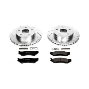 Dodge Ram 1500 Brake Kit - Front - PowerStop - Drilled & Slotted Rotors + Carbon-Fiber Ceramic Pads - `03-`05