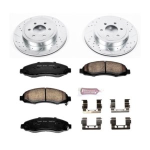 Dodge Dakota Brake Kit - Front - PowerStop - Drilled & Slotted Rotors + Carbon-Fiber Ceramic Pads - `03-`04