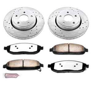 Jeep Commander Brake Kit - Front - PowerStop - Drilled & Slotted Rotors + Carbon-Fiber Ceramic Pads - `06-`10