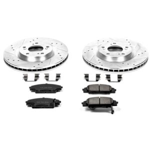 Honda S2000 Brake Kit - Front - PowerStop - Drilled & Slotted Rotors + Carbon-Fiber Ceramic Pads - `00-`09
