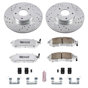 Infiniti I35 Brake Kit - Front - PowerStop - Drilled & Slotted Rotors + Carbon-Fiber Ceramic Pads - `02-`04