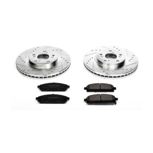 Acura MDX Brake Kit - Front - PowerStop - Drilled & Slotted Rotors + Carbon-Fiber Ceramic Pads - `03-`06
