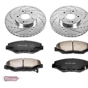 Honda Pilot Brake Kit - Front - PowerStop - Drilled & Slotted Rotors + Carbon-Fiber Ceramic Pads - `03-`08