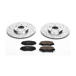 Honda Pilot Brake Kit - Front - PowerStop - Drilled & Slotted Rotors + Carbon-Fiber Ceramic Pads - `03-`08
