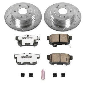Acura TL Brake Kit - Rear - PowerStop - Z26 Street Warrior + Drilled & Slotted Rotors + Carbon-Fiber Ceramic Pads - `99-`03