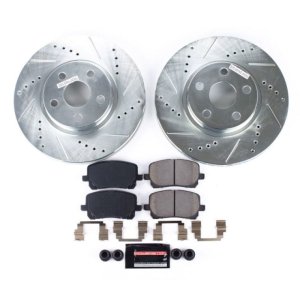 Pontiac Vibe Brake Kit - Front - PowerStop - Drilled & Slotted Rotors + Carbon-Fiber Ceramic Pads - `03-`08