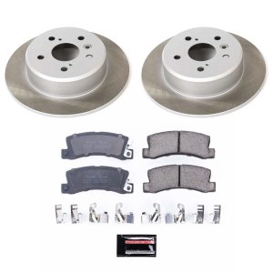 Toyota Corolla Brake Kit - Front + Rear - PowerStop - Drilled & Slotted Rotors + Carbon-Fiber Ceramic Pads - `05-`06