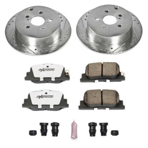 Scion tC Brake Kit - Rear - PowerStop - Drilled & Slotted Rotors + Carbon-Fiber Ceramic Pads - `05-`10