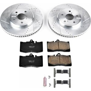 Lexus LS430 Brake Kit - Front - PowerStop - Drilled & Slotted Rotors + Carbon-Fiber Ceramic Pads - `01-`06