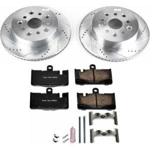 Lexus LS430 Brake Kit - Rear - PowerStop - Drilled & Slotted Rotors + Carbon-Fiber Ceramic Pads - `01-`06