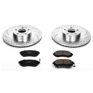 Subaru Baja Brake Kit - Front - PowerStop - Drilled & Slotted Rotors + Carbon-Fiber Ceramic Pads - `03-`06