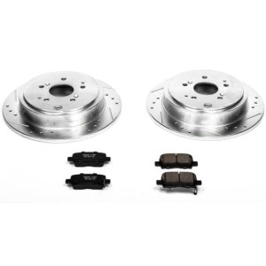 Acura MDX Brake Kit - Rear - PowerStop - Drilled & Slotted Rotors + Carbon-Fiber Ceramic Pads - `01-`06