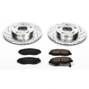 Honda Civic Brake Kit - Front - PowerStop - Drilled & Slotted Rotors + Carbon-Fiber Ceramic Pads - `06-`11
