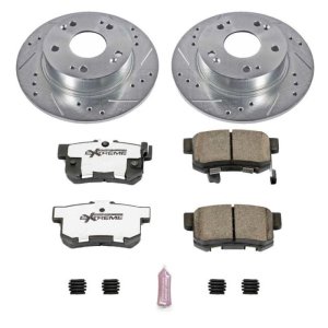Acura TSX Brake Kit - Rear - PowerStop - Drilled & Slotted Rotors + Carbon-Fiber Ceramic Pads - `04-`08