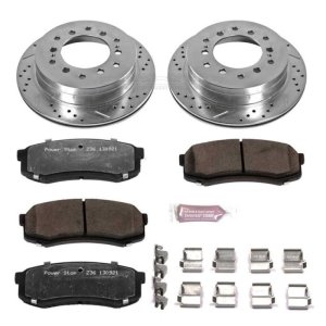 Lexus GX470 Brake Kit - Rear - PowerStop - Drilled & Slotted Rotors + Carbon-Fiber Ceramic Pads - `03-`09