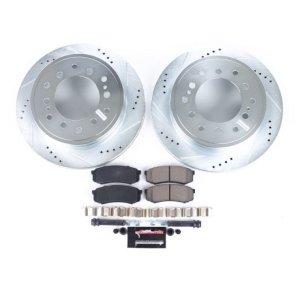 Lexus GX470 Brake Kit - Rear - PowerStop - Z23 Evolution Sport + Drilled & Slotted Rotors + Carbon-Fiber Ceramic Pads - `03-`09