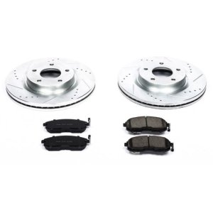 Nissan Altima Brake Kit - Front - PowerStop - Drilled & Slotted Rotors + Carbon-Fiber Ceramic Pads - `07-`13