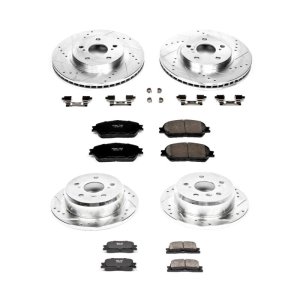 Toyota Camry Brake Kit - Front + Rear - PowerStop - Drilled & Slotted Rotors + Carbon-Fiber Ceramic Pads - `05-`06
