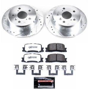 Lexus ES300 Brake Kit - Rear - PowerStop - Drilled & Slotted Rotors + Carbon-Fiber Ceramic Pads - `02-`03