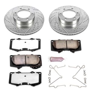 Lexus GX470 Brake Kit - Front - PowerStop - Drilled & Slotted Rotors + Carbon-Fiber Ceramic Pads - `03-`09