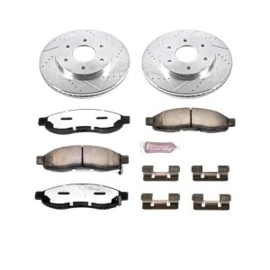 Infiniti QX56 Brake Kit - Front - PowerStop - Drilled & Slotted Rotors + Carbon-Fiber Ceramic Pads - `04-`05