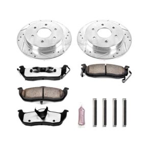 Infiniti QX56 Brake Kit - Rear - PowerStop - Z36 Truck & Tow Drilled & Slotted Rotors + Carbon-Fiber Ceramic Pads - `04-`10
