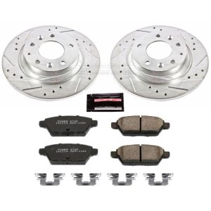 Ford Fusion Brake Kit - Rear - PowerStop - Z23 Evolution Sport - Drilled & Slotted Rotors + Carbon-Fiber Ceramic Pads - `06-`12