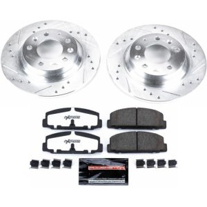 Mazda 6 Brake Kit - Rear - PowerStop - Drilled & Slotted Rotors + Carbon-Fiber Ceramic Pads - `03-`05