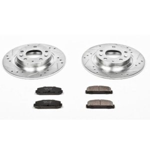 Mazda 6 Brake Kit - Rear - PowerStop - Drilled & Slotted Rotors + Carbon-Fiber Ceramic Pads - `03-`05
