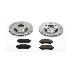 Buick Century Brake Kit - Front - PowerStop - Drilled & Slotted Rotors + Carbon-Fiber Ceramic Pads - `97-`05