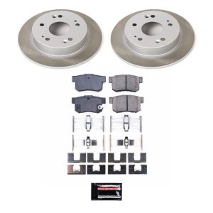 Acura TL Brake Kit - Front + Rear - PowerStop - Z23 Evolution Sport + Carbon-Fiber Ceramic Pads + Drilled & Slotted Rotors - `04-`08