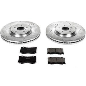 INFINITI M56 Brake Kit - Front - PowerStop - Drilled & Slotted Rotors + Carbon-Fiber Ceramic Pads - `11-`13
