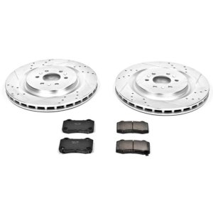Cadillac CTS Brake Kit - Rear - PowerStop - Drilled/Slotted Rotors + Carbon-Fiber Ceramic Pads - `04-`07