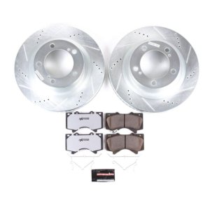 Lexus LX570 Brake Kit - Front - PowerStop - Drilled & Slotted Rotors + Carbon-Fiber Ceramic Pads - `16-`18