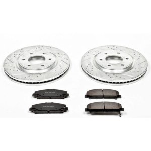 Infiniti QX56 Brake Kit - Front - PowerStop - Drilled & Slotted Rotors + Carbon-Fiber Ceramic Pads - `08-`10