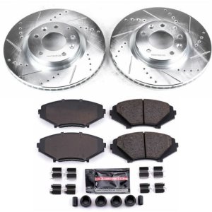 Mazda RX-8 Brake Kit - Front - PowerStop - Drilled & Slotted Rotors + Carbon-Fiber Ceramic Pads - `04-`08