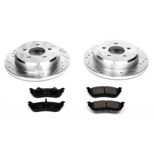 Ford Crown Victoria Brake Kit - Rear - PowerStop - Drilled & Slotted Rotors + Carbon-Fiber Ceramic Pads - `96-`02