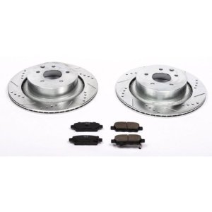 Infiniti G35 Brake Kit - Rear - PowerStop - Drilled & Slotted Rotors + Carbon-Fiber Ceramic Pads - `07-`08