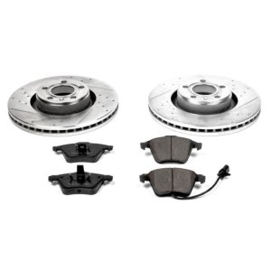 Audi A6 Brake Kit - Front - PowerStop - Z23 Evolution Sport: Drilled & Slotted Rotors + Carbon-Fiber Ceramic Pads - `05-`11
