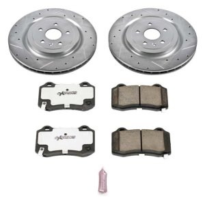 Cadillac CTS Brake Kit - Rear - PowerStop - Drilled/Slotted Rotors + Carbon-Fiber Ceramic Pads - `09-`19