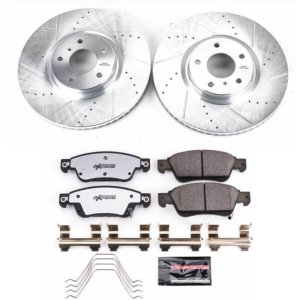 Infiniti G35 Brake Kit - Front - PowerStop - Drilled & Slotted Rotors + Carbon-Fiber Ceramic Pads - `07-`08