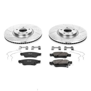 Infiniti G35 Brake Kit - Front - PowerStop - Drilled & Slotted Rotors + Carbon-Fiber Ceramic Pads - `07-`08