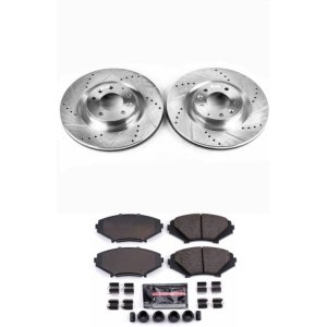 Mazda RX-8 Brake Kit - Front - PowerStop - Drilled & Slotted Rotors + Carbon-Fiber Ceramic Pads - `04-`11