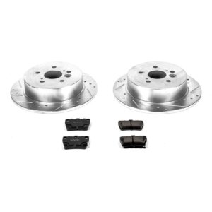 Toyota RAV4 Brake Kit - Rear - PowerStop - Drilled & Slotted Rotors + Carbon-Fiber Ceramic Pads - `04-`05