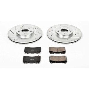 Acura TL Brake Kit - Front - PowerStop - Z23 Evolution Sport + Drilled & Slotted Rotors + Carbon-Fiber Ceramic Pads - `04-`08