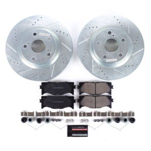 Lexus ES300h Brake Kit - Front - PowerStop - Drilled & Slotted Rotors + Carbon-Fiber Ceramic Pads - `13-`18