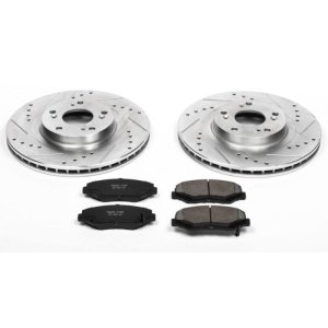 Acura ILX Brake Kit - Front - PowerStop - Z23 Evolution Sport + Drilled & Slotted Rotors + Carbon-Fiber Ceramic Pads - `13-`15