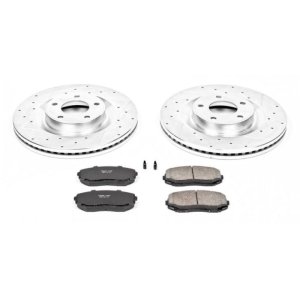 Ford Edge Brake Kit - Front - PowerStop - Drilled & Slotted Rotors + Carbon-Fiber Ceramic Pads - `07-`15